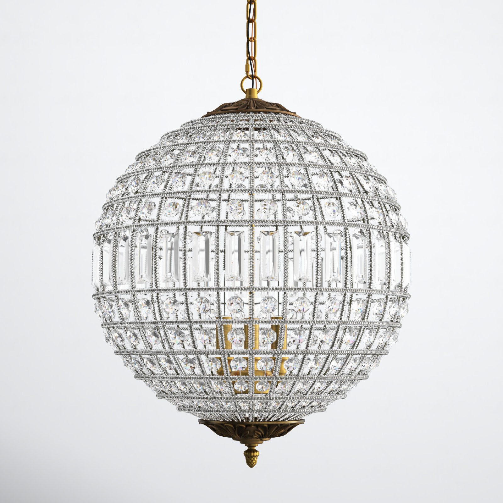 Rola Crystal Chandelier, French Gold, 3 Lights