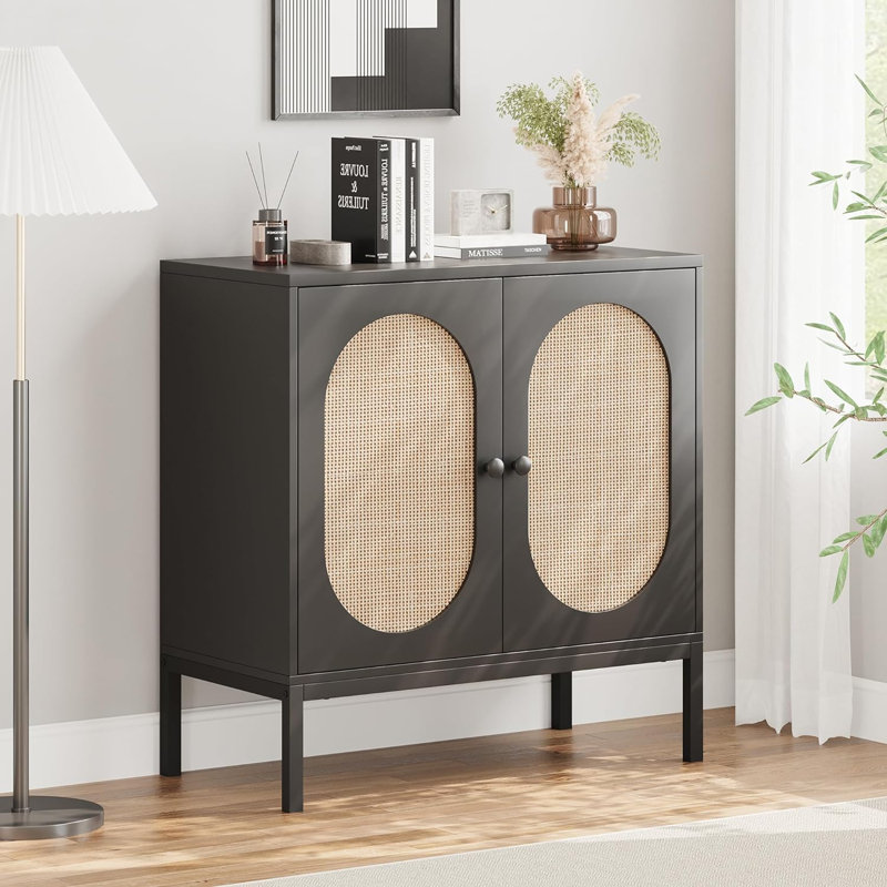 Armoire de rangement avec portes et tablettes Areyona, Noir, noir, noir, noir