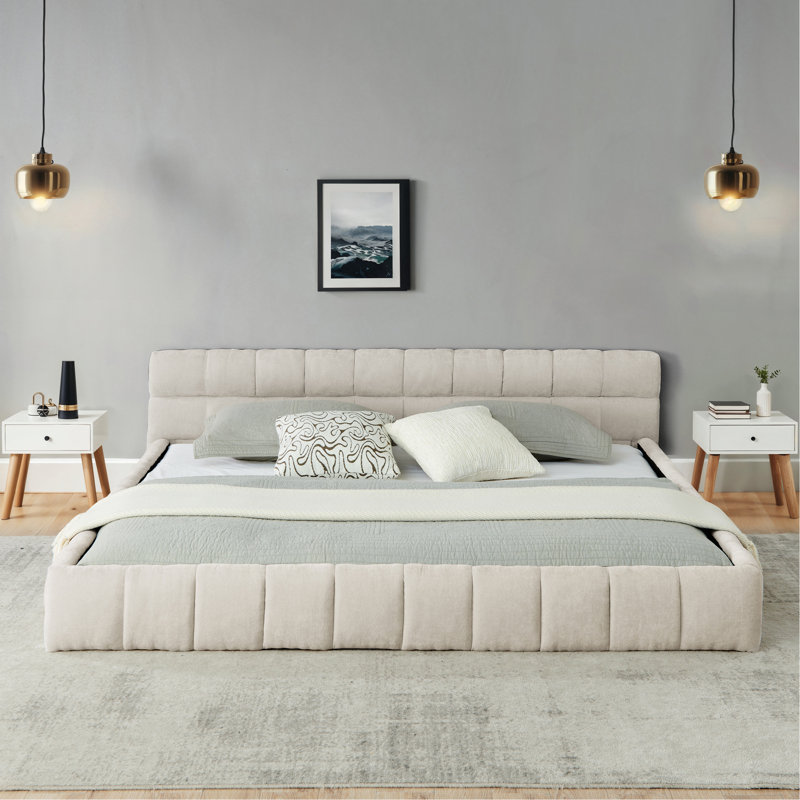 Lit tapissier en chenille, Beige