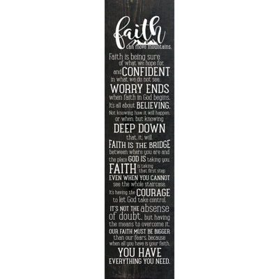 Reproduction d’art textuel sur bois sans cadre Faith Can Move Mountains par sawdust City