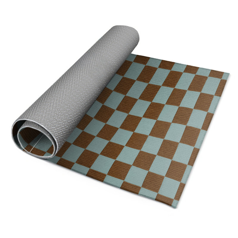 Tapis d'intérieur et d'extérieur à carreaux gris, Rectangle 4pi x 6 pi
