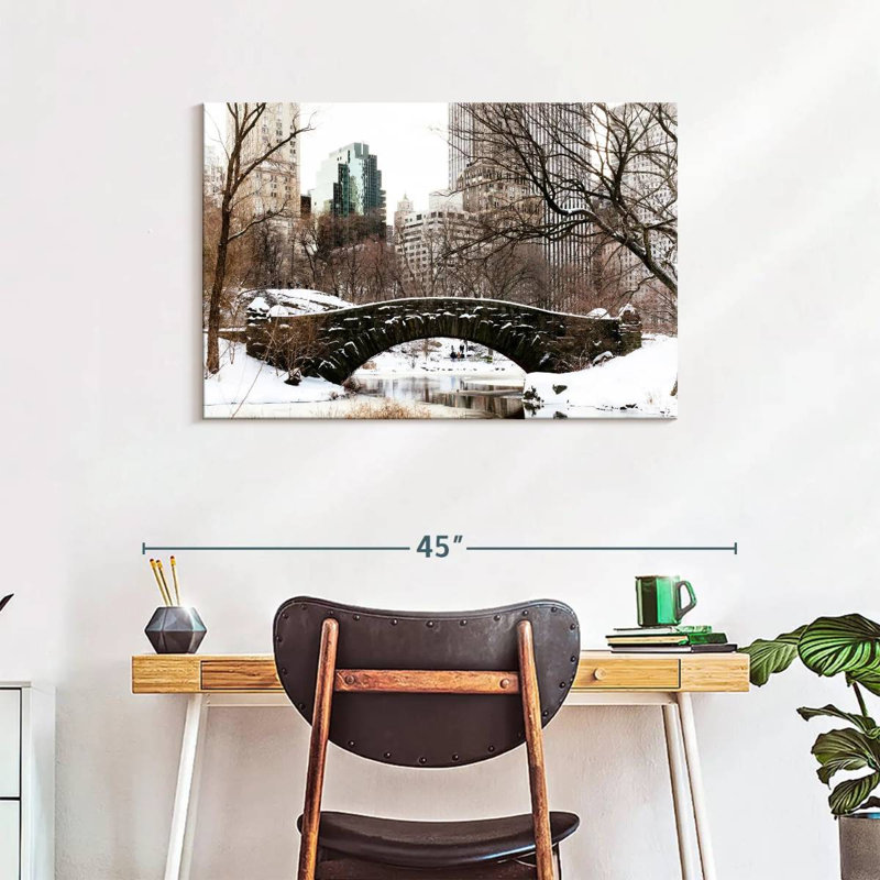 Ravi Gapstow Bridge Snow, 24" H x 36" W