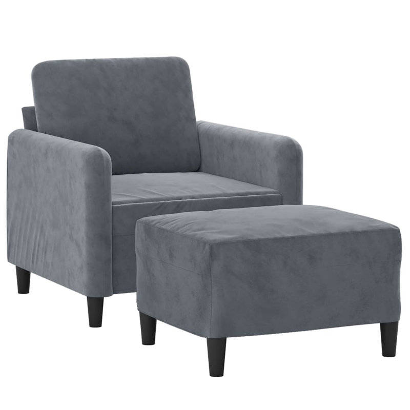  Sofa Chair With Footstool Dark Grey, Dark Gray