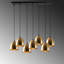 Lustre moderne moderne, hauteur réglable, structure en métal, 33,5 po x 13,8 po x 44,5 po | Diamètre du capuchon: 6,3 po, hauteur: 6,7 po | 7 x E27 Max 40W, design scandinave élégant, parfait pour la décoration intérieure et l'éclairage-2011736895