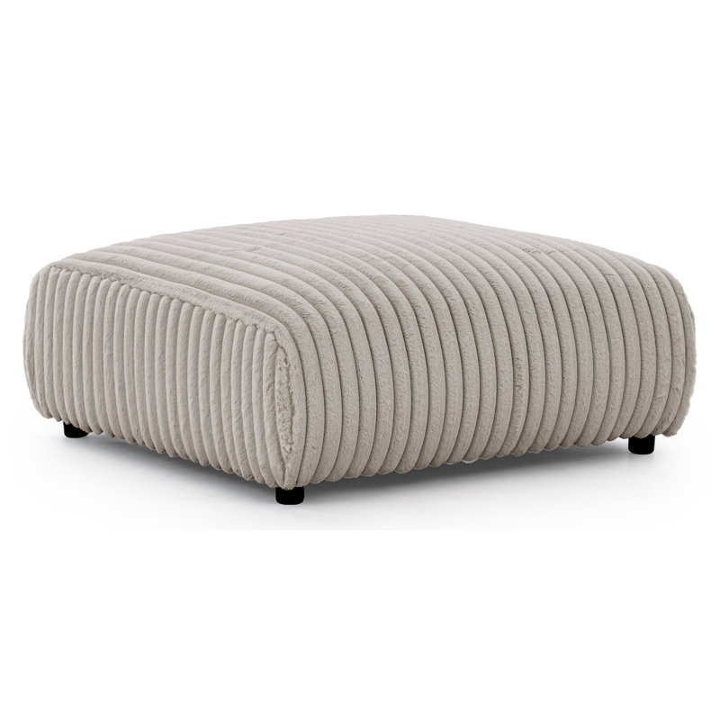 Mollis 88cm Wide Square No Pattern Pouf Ottoman, Light Grey