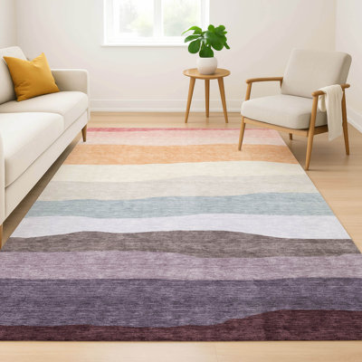 Premium Machine Washable Mayfield AMF2023 Striped Rug