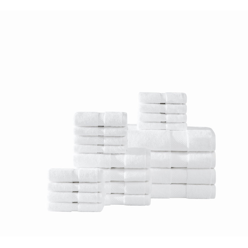  Complete 20 Piece Cotton Towel Set, White