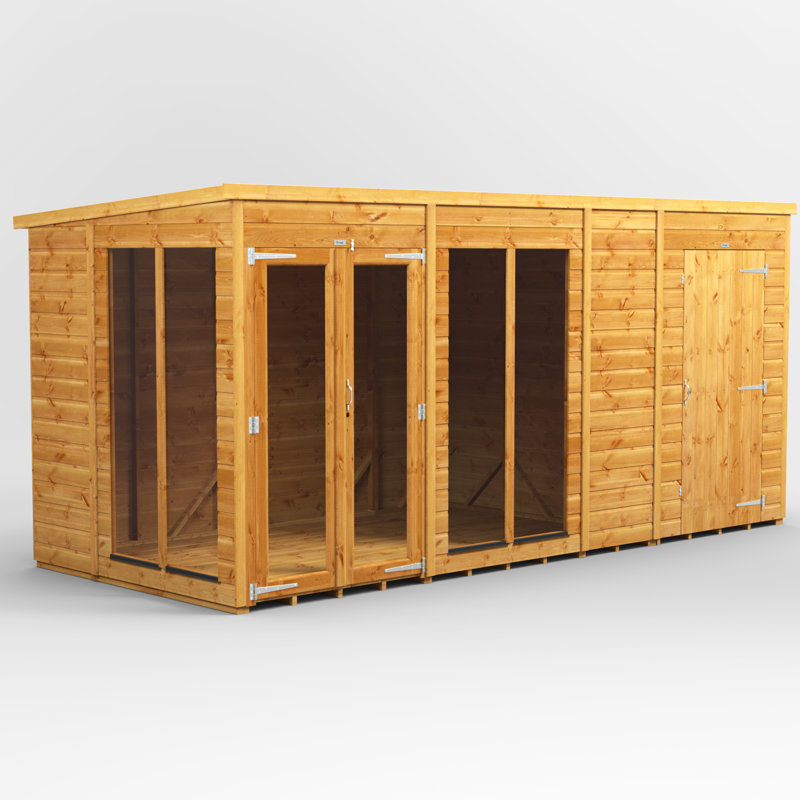 Powersheds 14 x 6ft Timber Tongue & Groove Pent Summerhouse Combi (includes 4ft Side Store)