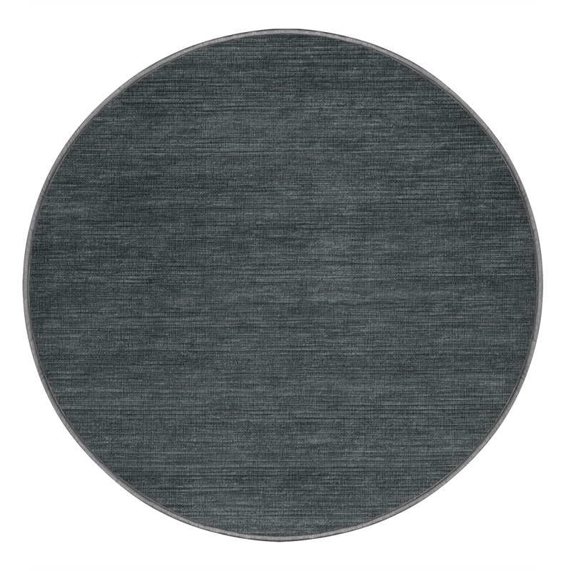 Tapis gris uni lavable à la machine, Rond 3 pi