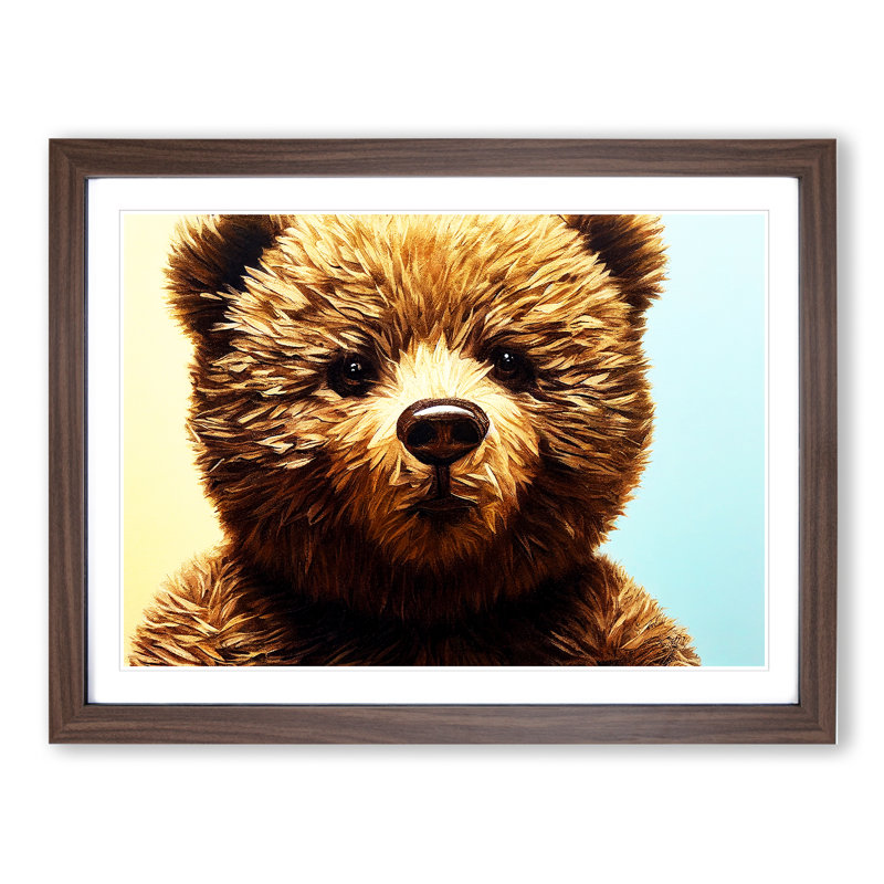 Wondrous Teddy Bear - Single Picture Frame Painting, 25cm H x 34cm W x 2cm D, Walnut