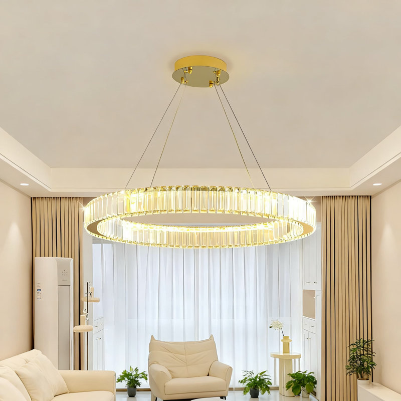 Lustre moderne en cristal avec télécommande, luminaire suspendu à DEL réglable pour salle à manger, salon, îlot de cuisine, chambre à coucher, entrée