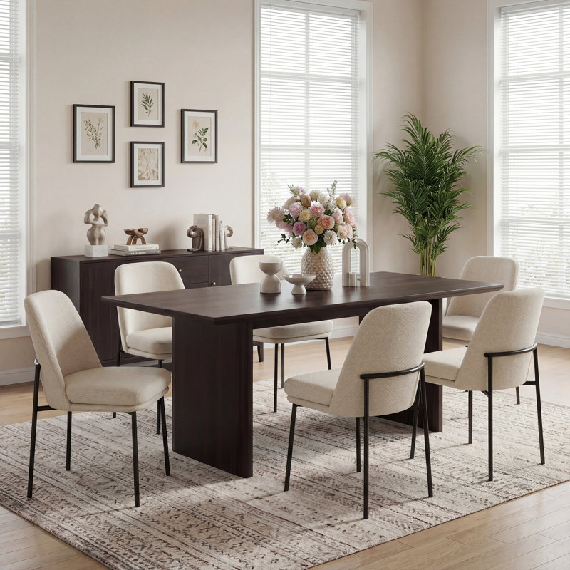 Fabric Upholstered Parsons Side Chair Dining Chair, F-Beige