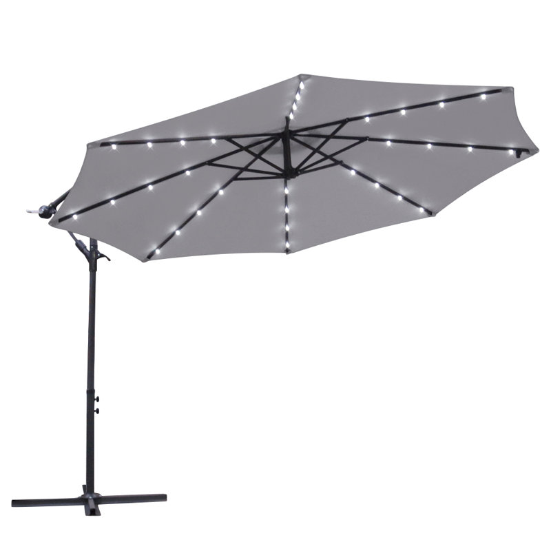 Pressley 3m Grey Cantilever Parasol with Lights
