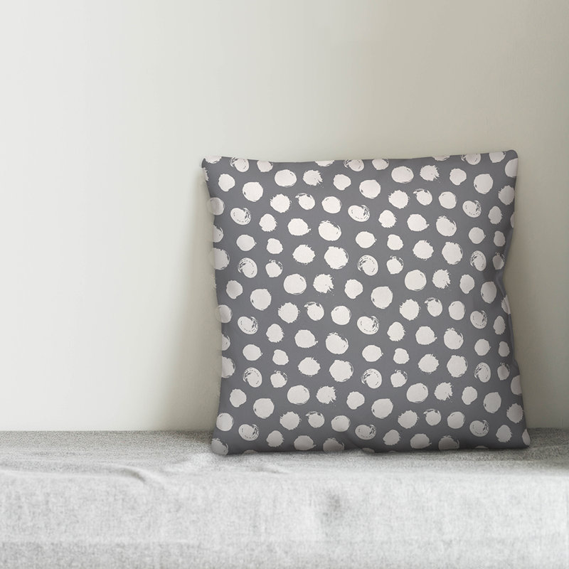 Polka Dots Reversible Throw Pillow, Gray/White Polka Dots 1, 18" x 18"