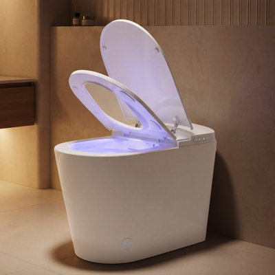 Smart Toilet  Auto-Open/Close Lid,One Piece Bidet Toilet Heated Seat for Bathrooms,Smart Foot Sensor