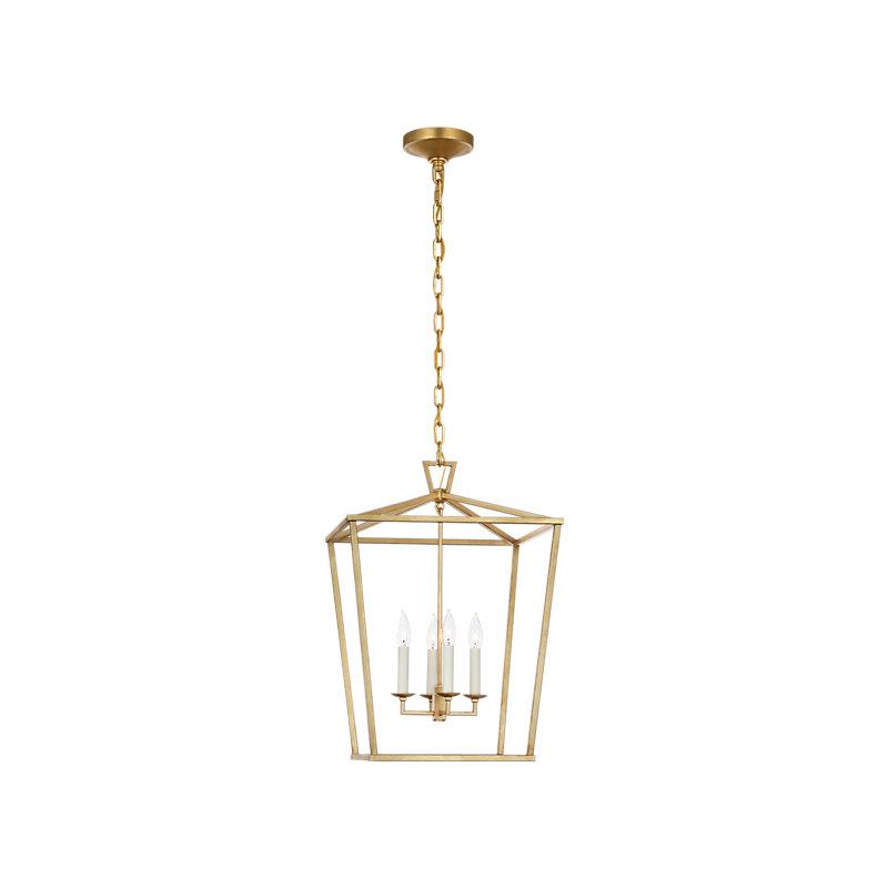 Chapman & Myers Darlana Lantern, 24.5" H x 17" W x 17" D, Gilded Iron