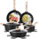Ensemble de 12 casseroles et poêles, batterie de cuisine antiadhésive noire, batterie de cuisine à induction en granit noir, ensemble de cuisine de cuisine antiadhésive non toxique avec casseroles à frire, casseroles, cuiseur à vapeur (pfas, Pfoa, P