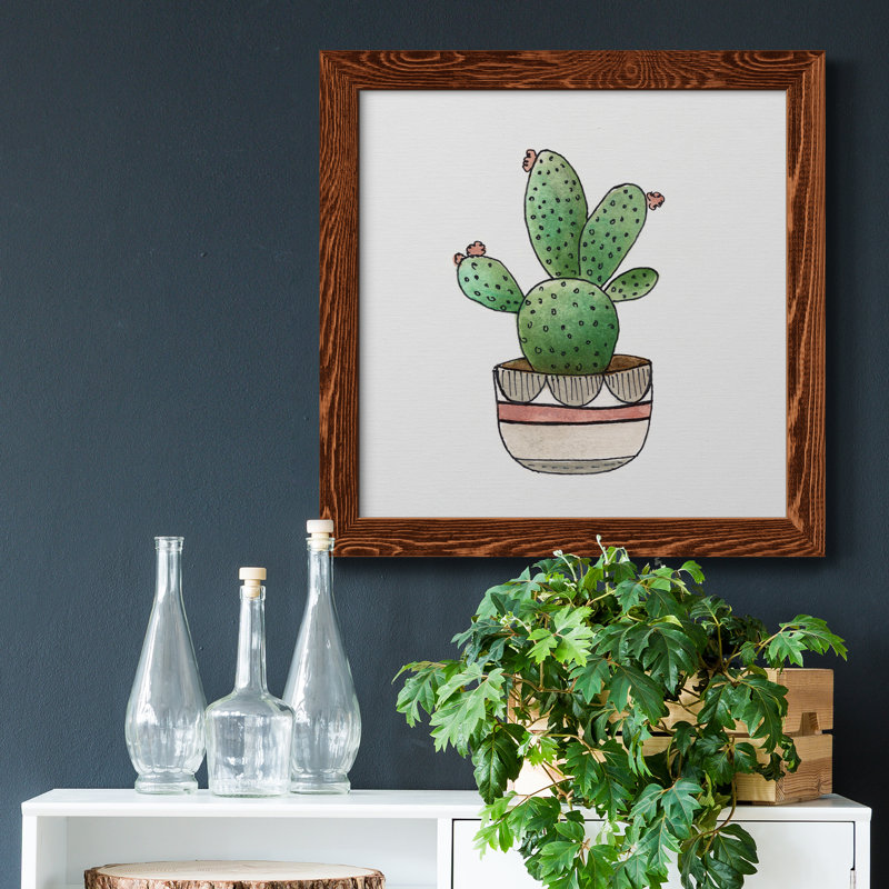 Boho Greenery III - peinture sur toile encadrée, Toile avec cadre érable patiné, H 17 po x l 17 po x P 1,5 po