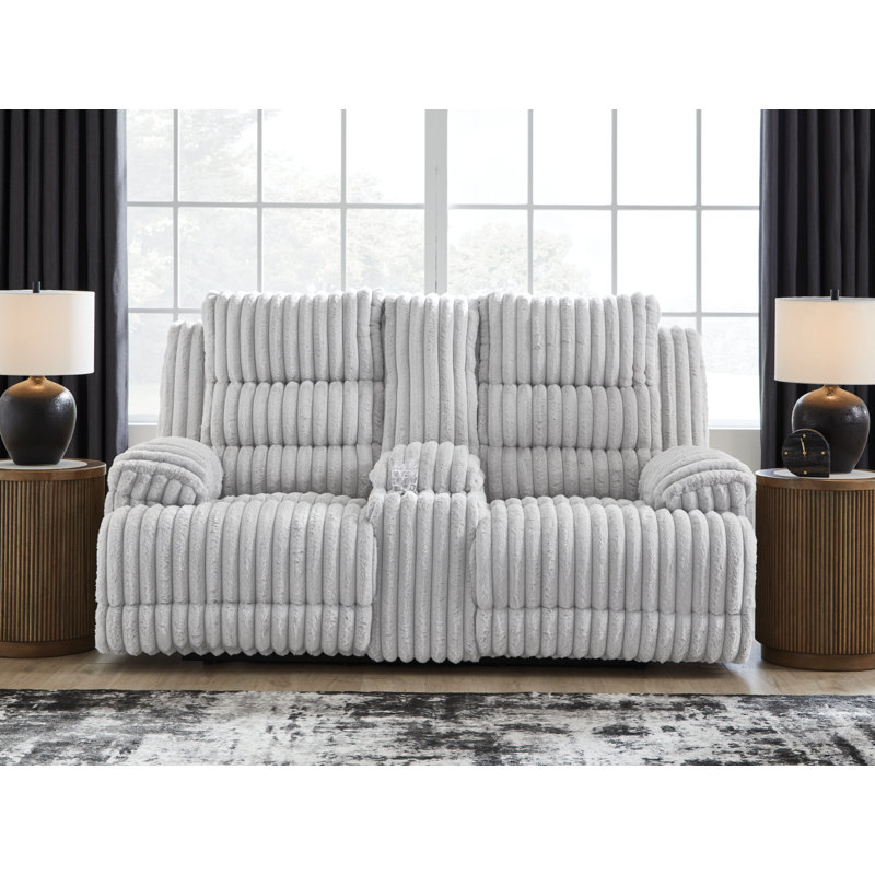 Technique Power Reclining Loveseat With Console, White