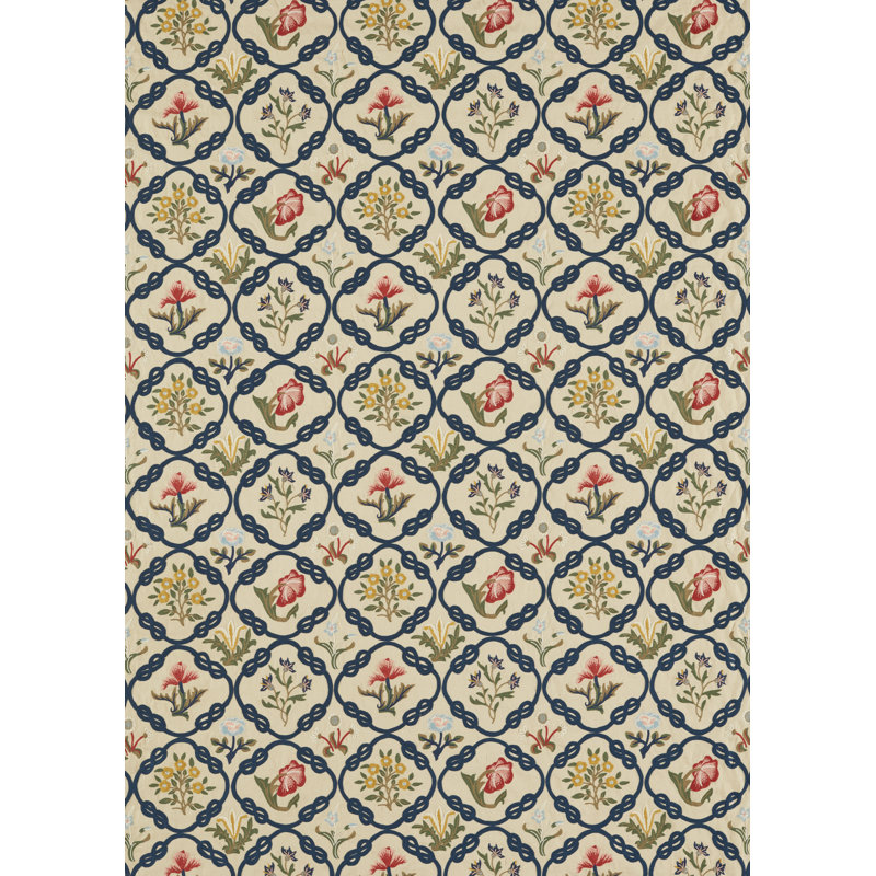 Mays Coverlet Fabric, Indigo/Rose