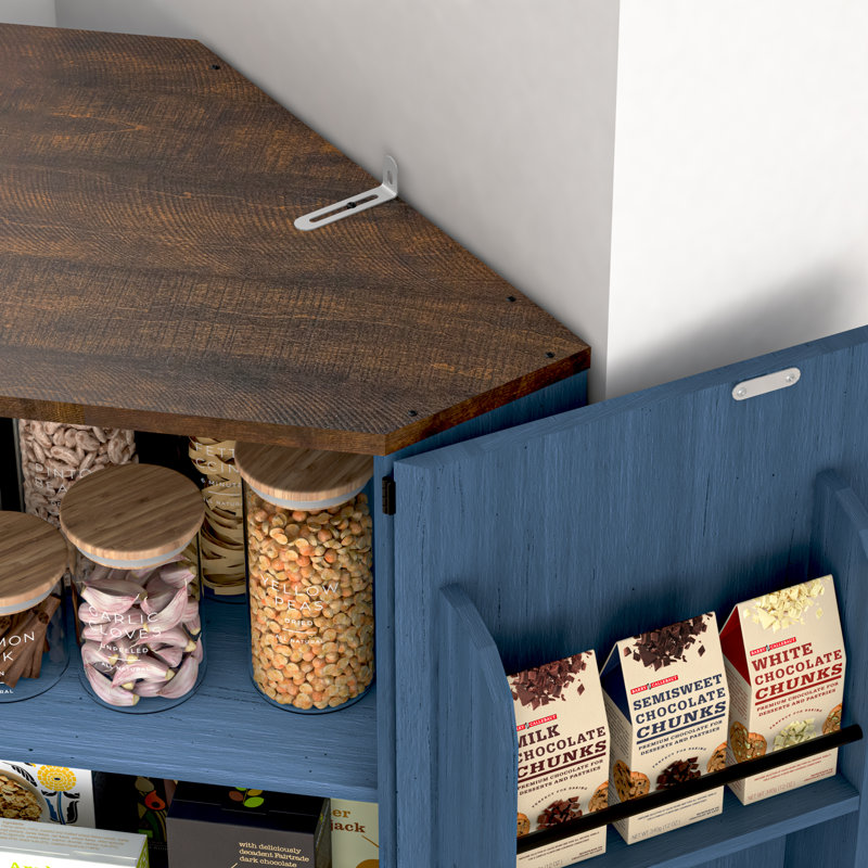 Armoire de rangement de 68 po avec garde-manger en coin 68 po, Navy Blue