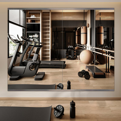 Aluminum Mirror Home Gym Mirror, 48''x24''x2PCS, Large Full Body Mirror for Yoga, Glass Frameless Mirror for Wall Mounted, Wall Mirror for Home Gym, Garage, Bedroom, Bathroom