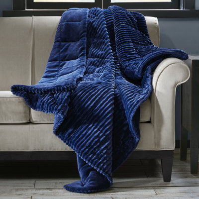 Parker Navy Wheat Ridge Oversized Plush 60x70" Down Alternative Filled Throw