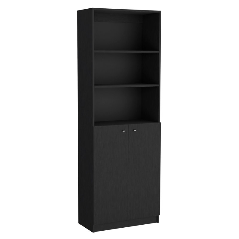 Ensemble de deux bibliothèques noires à cinq niveaux avec deux portes, H 71,1 po x l 24,7 po x P 11,7 po