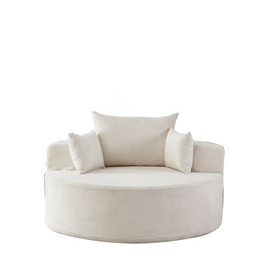 55'L Sponge Single Sofa, No Assembly Required, Fluffy Modern Sleeper Chair With Chenille Fabric And Supportive Backrest