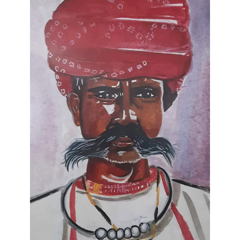 Villageois avec Pagdi | Aquarelle sur papier | Par Supriya Jammalamadaka