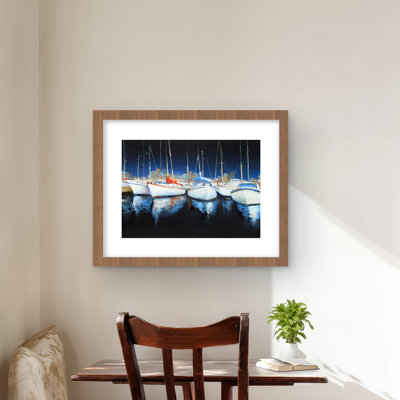 Evening at the Marina - Coastal Boat Framed Matted Print