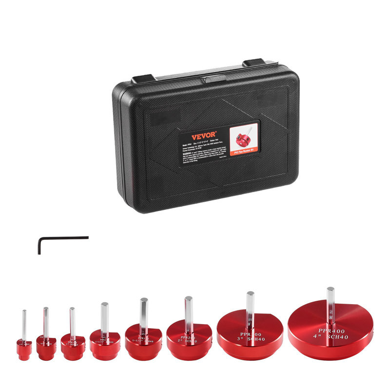 Ensemble d'alésoir pour tuyau en PVC, alliage d'aluminium, ensemble d'outils de plomberie pour alésoir pour raccord de tuyau en PVC, économiseur de douille pour tuyau 40, contient 1/2 po, 3/4 po, 1 po, 5/4 po, 3/2 po, 2 po ", 3", 4 ", pour les conduites d'eau et de drainage