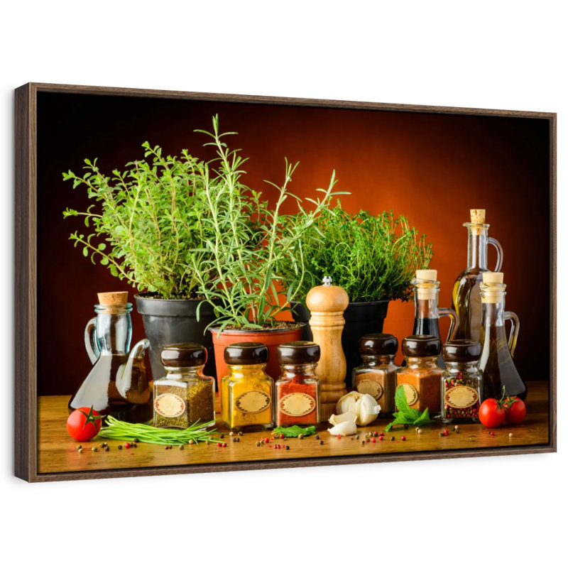 Yarlin cuisinant avec des épices et des herbes, H 17 po x l 25 po