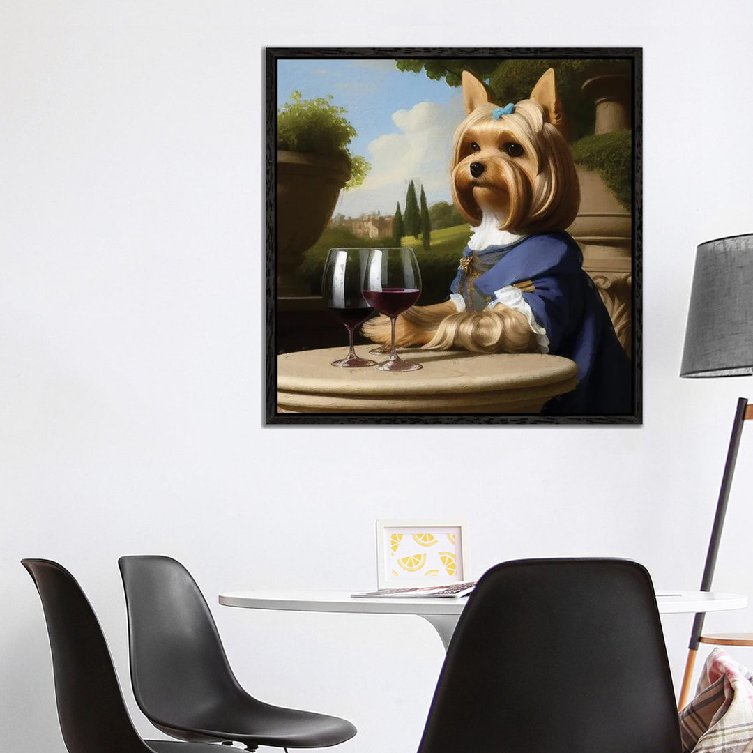 Yorkshire Terrier With Wine By Rococo by Nobility Dogs - Gallery-Wrapped Canvas Giclée on Canvas