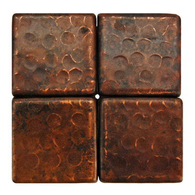Carreau de cuivre martelé 2 po x 2 po - quantité 8