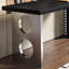 Bureau d'angle en bois massif noir avec pieds en acier inoxydable-1661970807