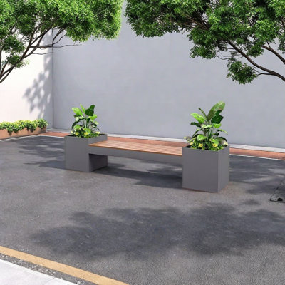 Metal Bench with Planter by Hokku Designs