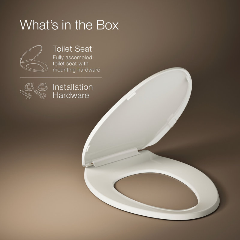 Brevia Toilet Seat with Quick-Release Hinges and Grip-Tight Bumpers, Biscuit, Elongated