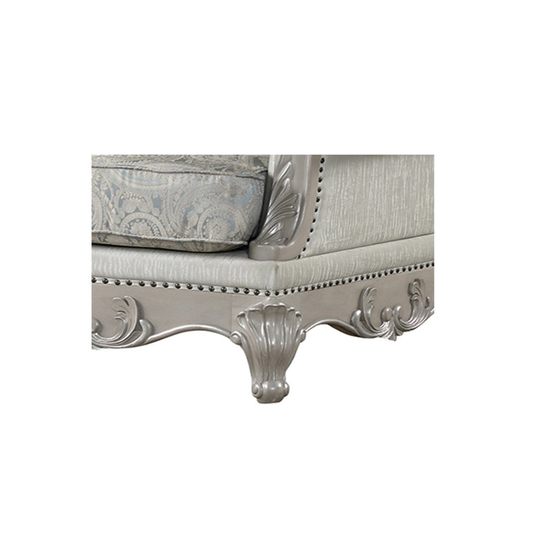 Ensemble de salon gris argenté - structure en bois, canapés à dossier relaxant, ensemble 2 pièces dans un style élégant pour une ambiance classique
