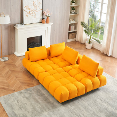 Siège Adwin de 90 pouces de long, spacieux et confortable pour diverses zones, coussin à ressorts 3, assemblage facile, tissu de style Mid-Century moderne, long, sièges partout, à assembler, design