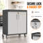 34.65" Lockable Metal Storage Security Cabinet with Wheels, Heavy-Duty Rolling Industrial Cabinet with Adjustable Shelves, Raised Top Fence & Lockable Door for Garage, Office & Home