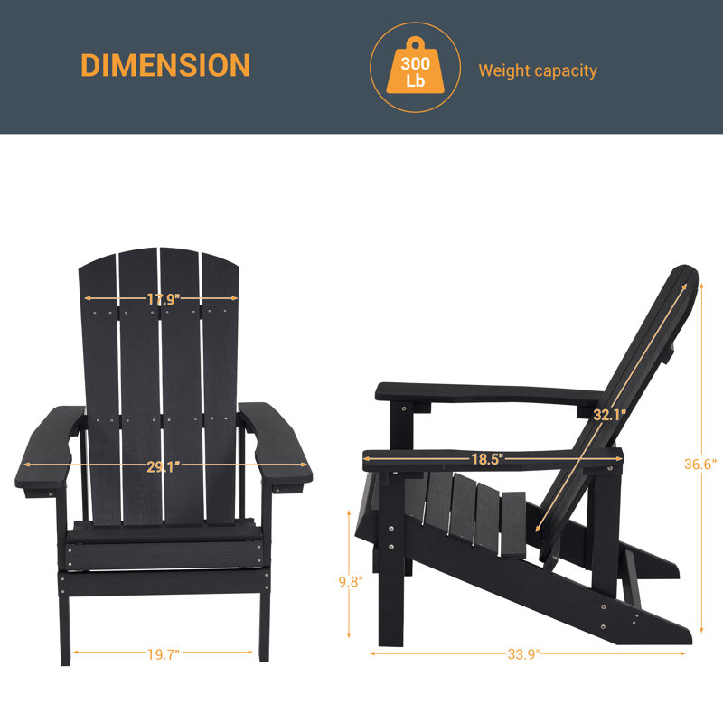  Chaise Adirondack Hips, Noir