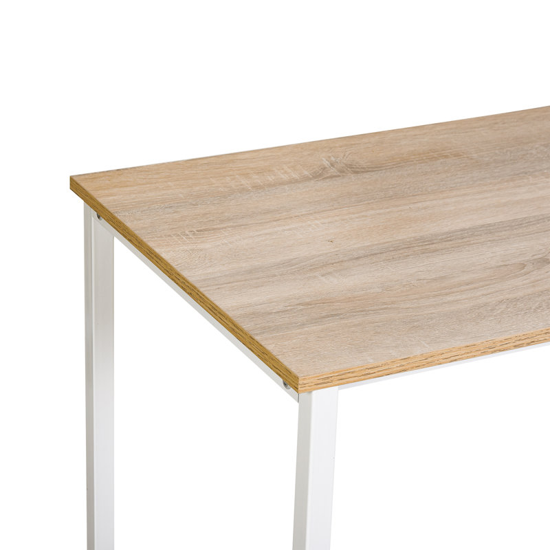 Alenna L-Shaped Metal Base Computer Desk, Natural/White