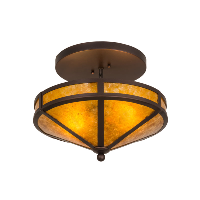 Plafonnier semi-encastré 2 lumières unique Yearby, H 15 po x l 16 po x P 16 po, Bronze acajou