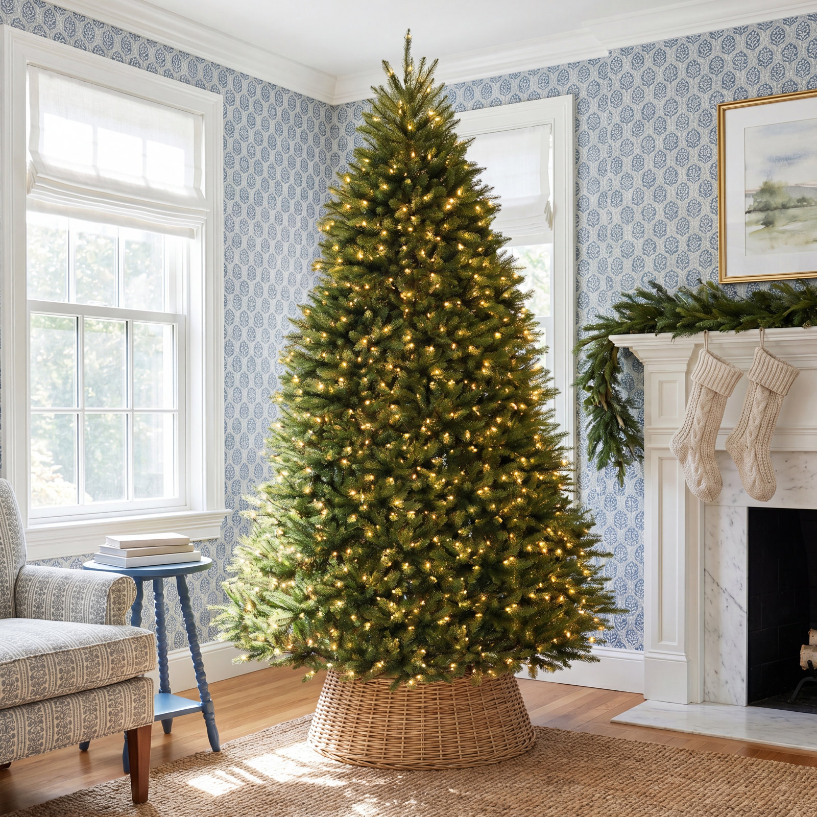 Pre-Lit Fir Christmas Tree, 9' H