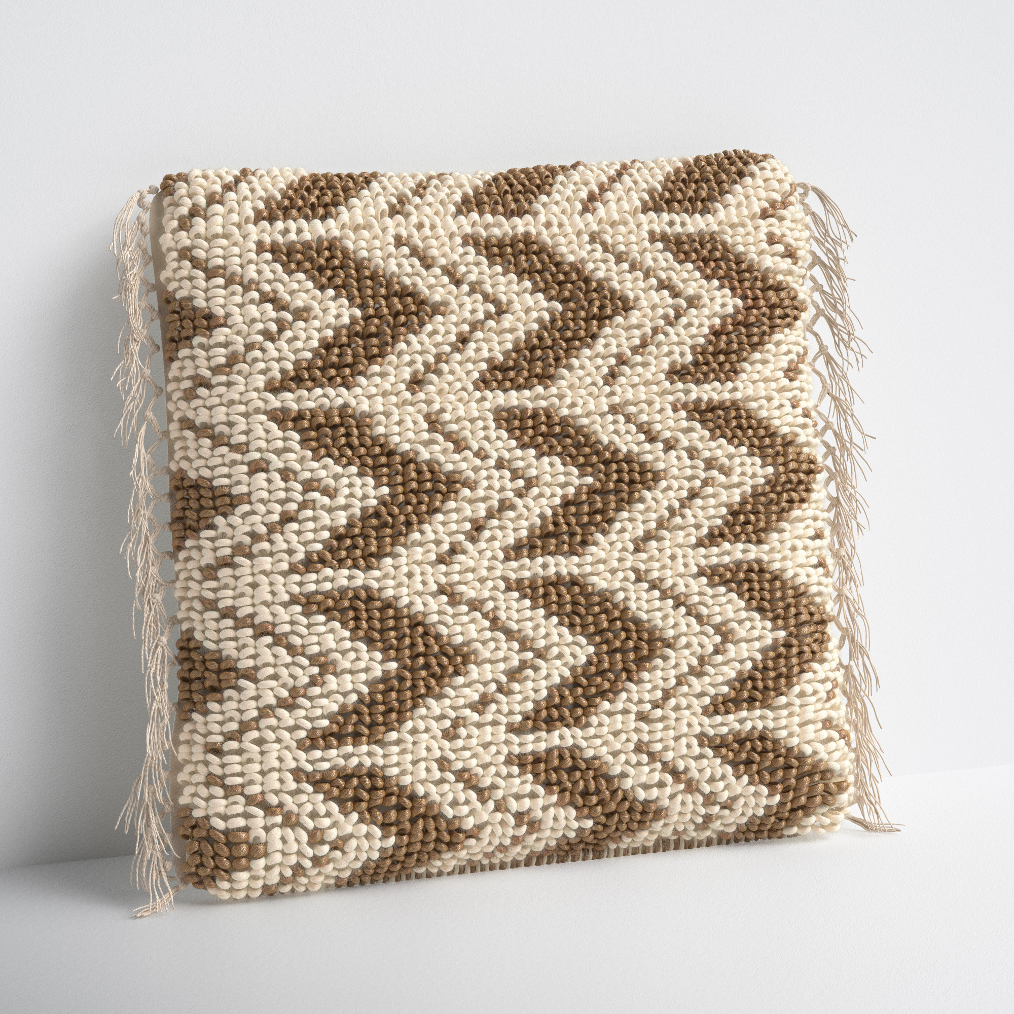 Oakleaf Chevron Polyester,Wool,Cotton Blend Throw Pillow, Down, Olive/Ivory