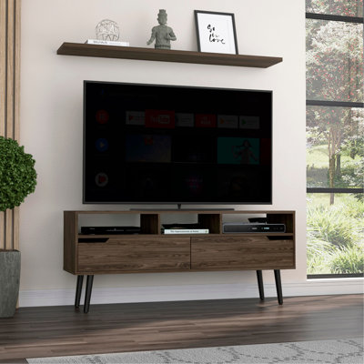 Oslo Tv Stand For TV´S Up 51", Two  Drawers, Three Open Shelves -Dark Walnut