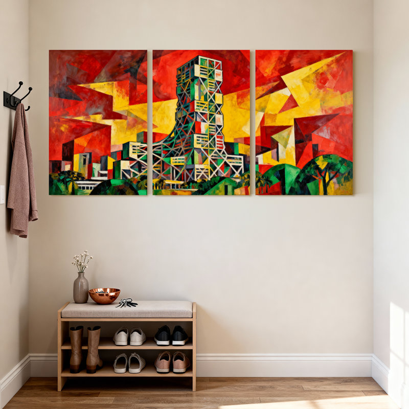 Ensemble de 3 reproductions d'art sur toile avec villes et pays, H 30 po x l 60 po