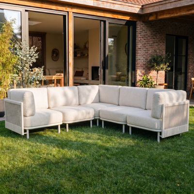 Ensemble de conversation modulaire à assise profonde de 5 pièces Camaran, ensemble de conversation en corde tissée avec coussin confortable de 6 po