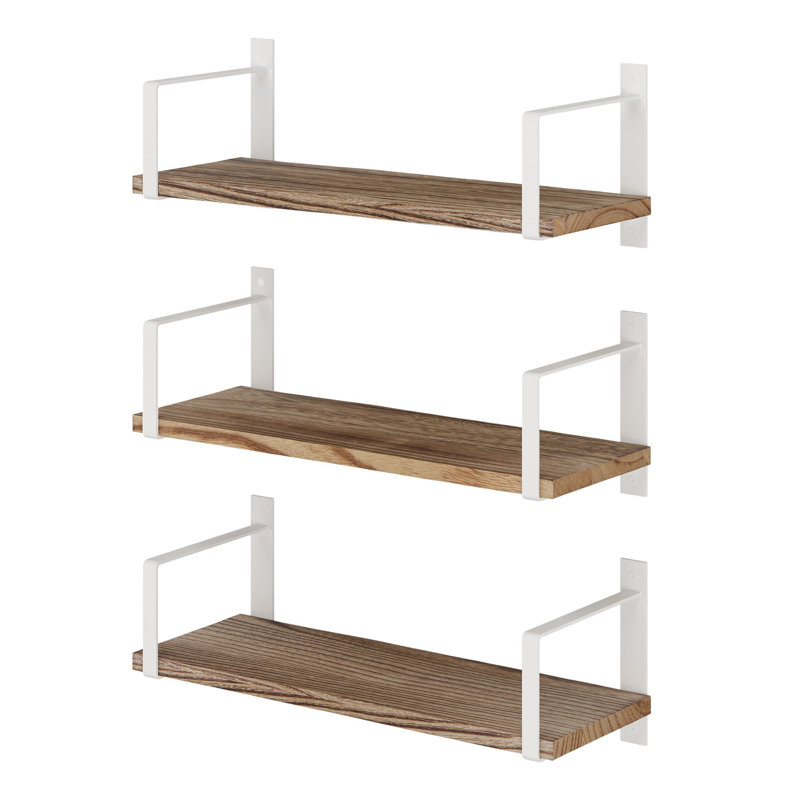 Ternate 3 Piece Bracket Shelf, 6" H x 17" W x 6.3" D, White